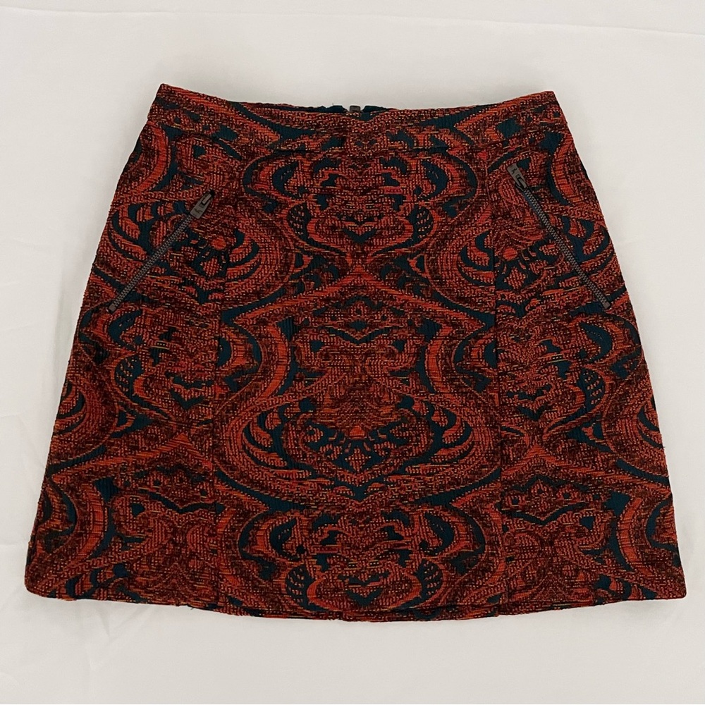 NWOT Hollister Woven Mini Skirt XS Black Red Brocade Tapestry Preppy Old Money